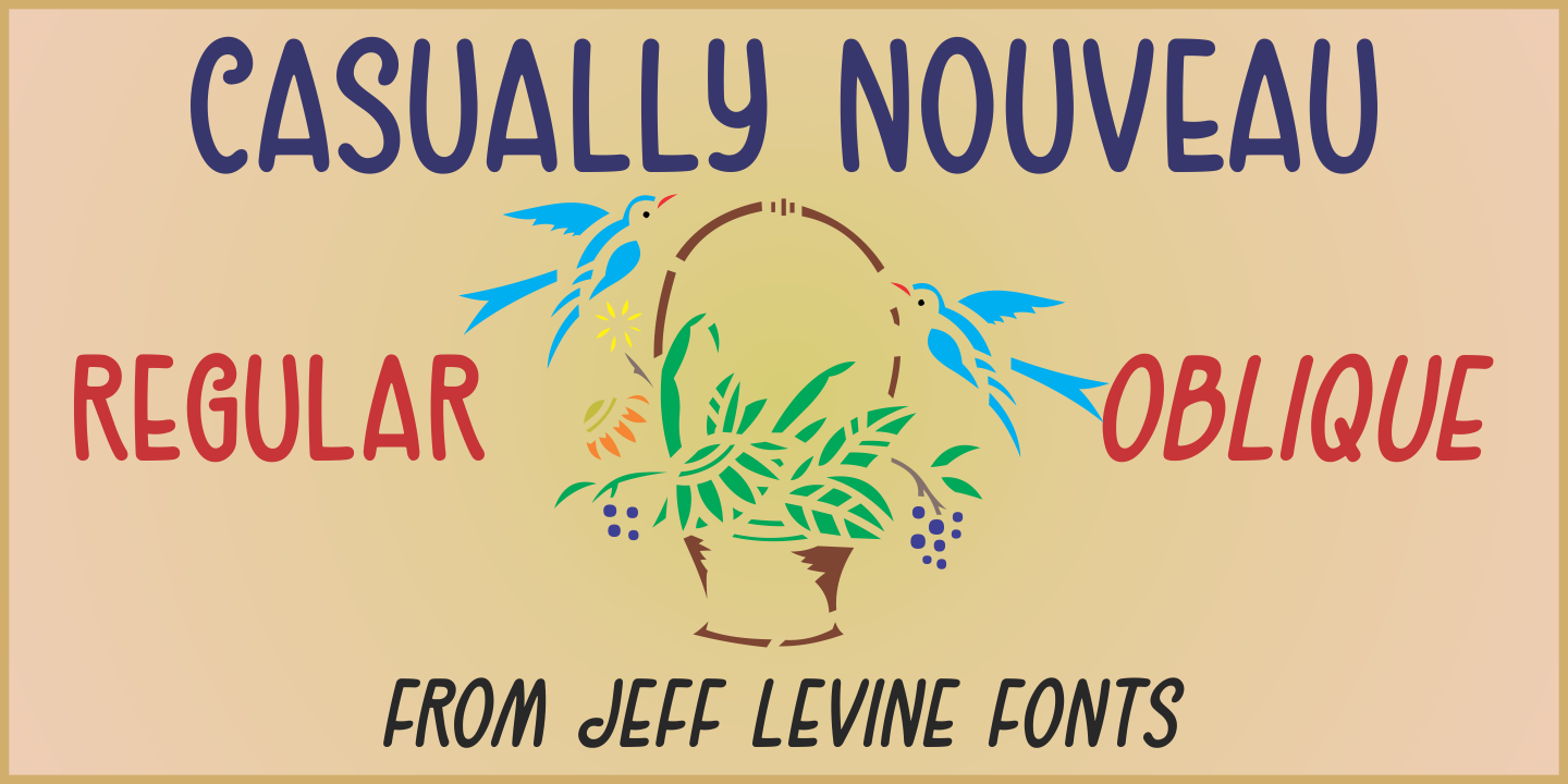 Przykład czcionki Casually Nouveau JNL Oblique